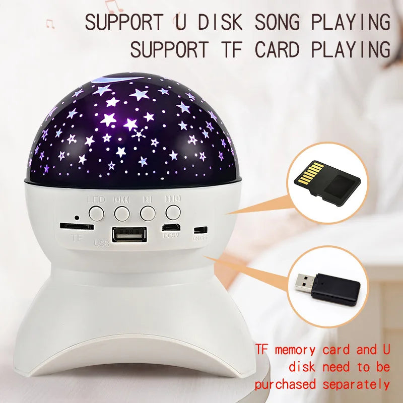 Kids Star Night Light Rotating Starry Sky Projector Lamp Colorful Bluetooth Music Rechargeable Night Lamp Bedroom Baby Gift Toy