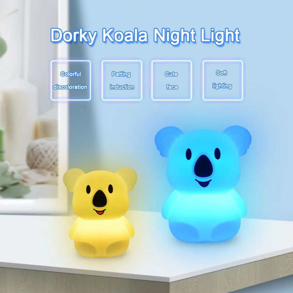 Koala LED Night Light Touch Sensor Remote Control 9 Colors Dimmable Timer Rechargeable Silicone Animal Lamp for Kids Baby Gift