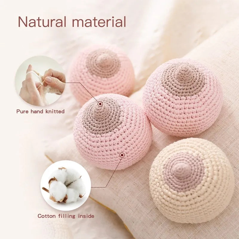 1pc Baby Teether Crochet Boob for Kids Handmade Breastfeeding Models Soothe Toy Babies Gift Children's Toy