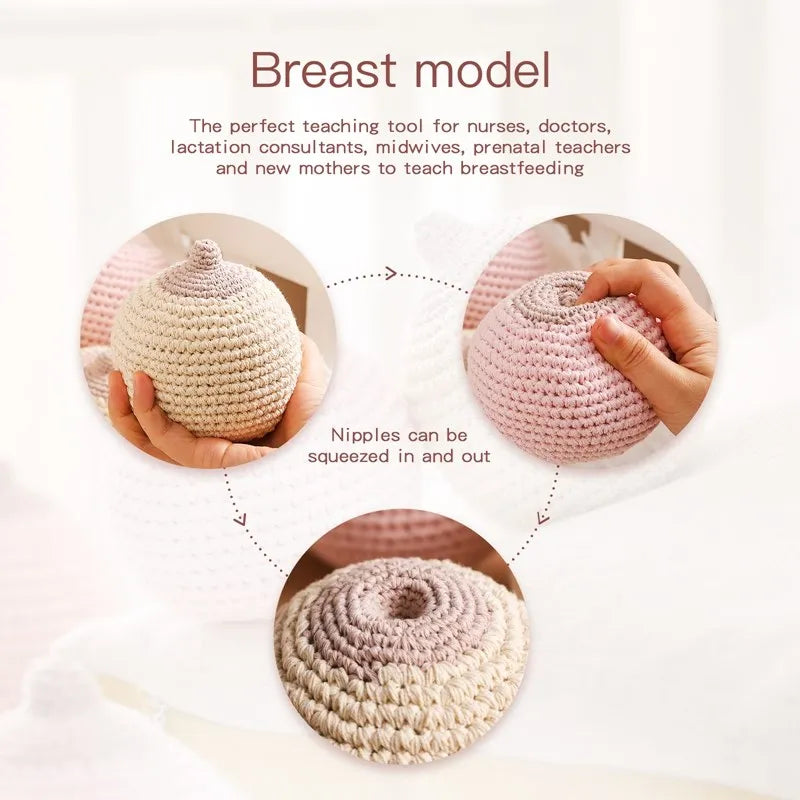 1pc Baby Teether Crochet Boob for Kids Handmade Breastfeeding Models Soothe Toy Babies Gift Children's Toy